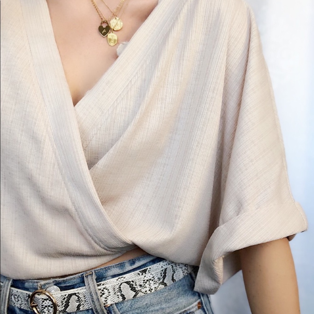 Last 1✨🆕Merci Nude Deep V Kimono Wrap Top - Picture 6 of 8